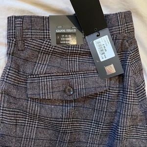 Gianni Feraud will check pleated suit pant, mens 30” NWT